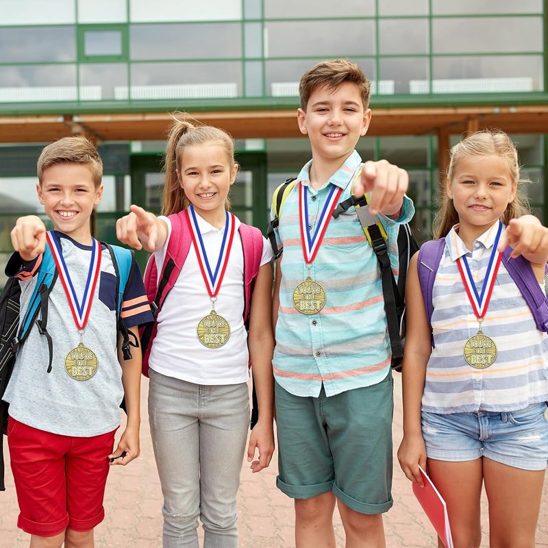Quelay 30 Pcs 2'' Gold Awards Medals Bulk Winner Medals with Neck Ribbons Encourage Team Participation for Adults Trophy Award Prize Gift Competitions Graduation Party - Image 5
